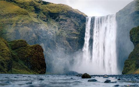 Waterfall iceland 4K wallpaper download