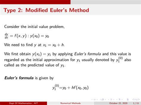 SOLUTION: Modified Euler's method - Studypool