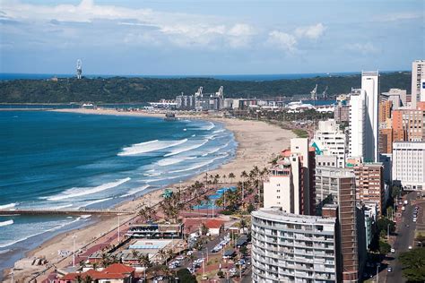 HD wallpaper: Seashore and landscape with buildings and beach in Durban, South Africa ...