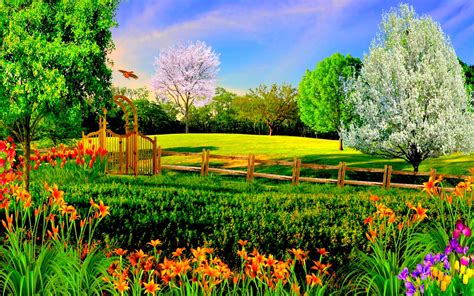 Vibrant Spring Park HD Wallpaper