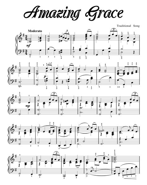 Amazing Grace Sheet Music - 15 Free PDF Printables | Printablee