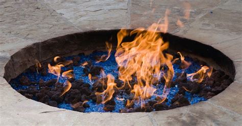 Round Propane Fire Pit With Glass Rocks - Glass Designs