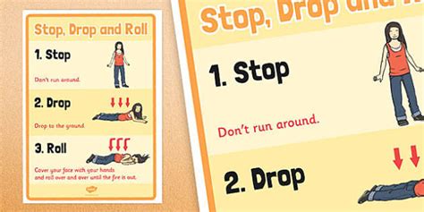 Stop, Drop and Roll Poster - stop, drop, roll, poster, fire safety, display