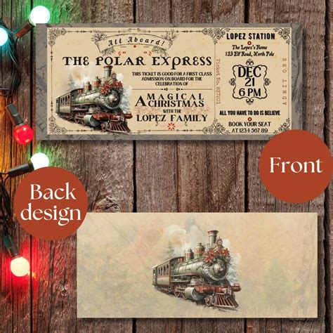 Vintage Polar Express Ticket Invitation Christmas Party Ticket Template ...