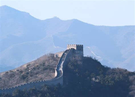 Great Wall of China in Winter (Beijing Badaling). Freezing Cold, Windy