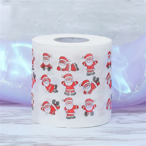 1 Roll Santa Claus Printed Toilet Paper Home Bath Living Room Toilet Paper Tissue Roll Xmas ...