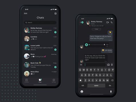 messenger app_ dark mode by Emilia Priego on Dribbble