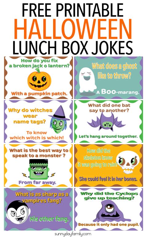 Give kids a giggle with these fun free printable Halloween lunch box ...