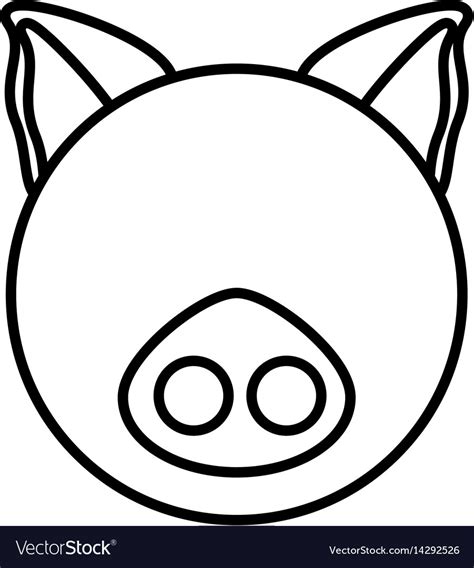 Outline pig head animal Royalty Free Vector Image