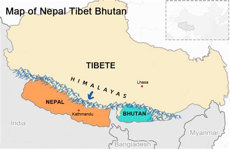 Nepal Bhutan Tibet Travel Map