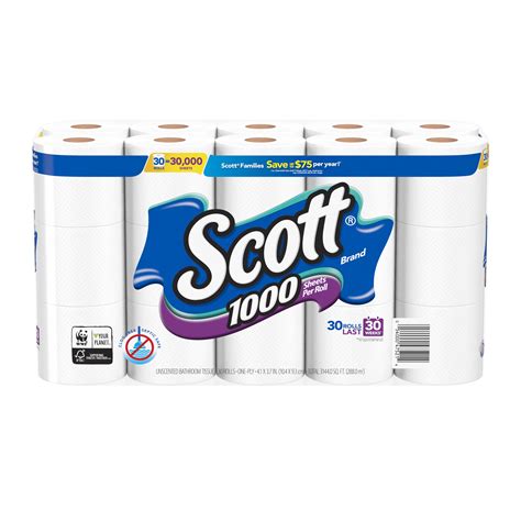 Scott 1000 Toilet Paper, 30 Rolls, 30,000 Sheets - Walmart.com