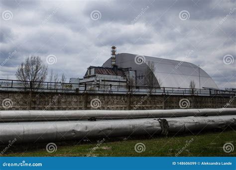 : View of the Destroyed Reactor 4 and the Memorial for the Chernobyl ...