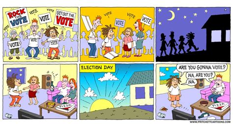 Youth vote cartoon, comic strip, Rock the Vote cartoon, get out the vote, young people voting ...