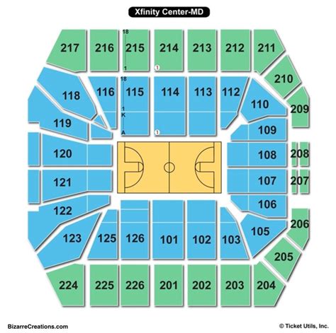 Seating Chart Xfinity Center Maryland - Center Seating Chart