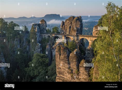 The Bastei bridge, Saxon Switzerland National Park, Germany Stock Photo - Alamy