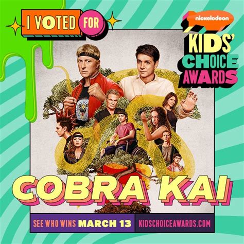 Cobra kai has been nominated for favourite family tv show at the kis choice awards. It went ...