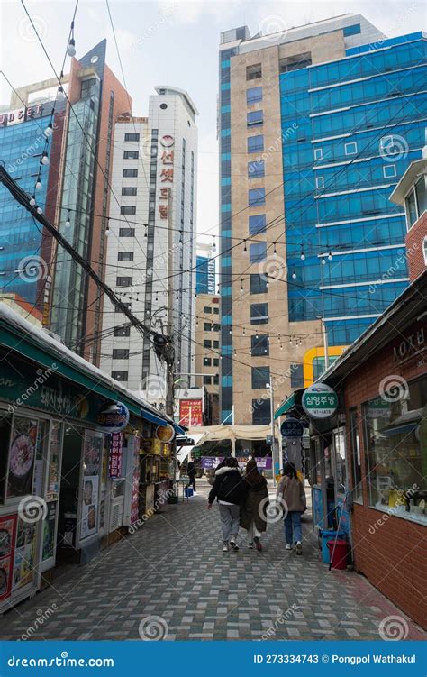 Haeundae Market Near Haeundae Beach a Famous Beach in Busan during Winter Morning at Haeundae-gu ...