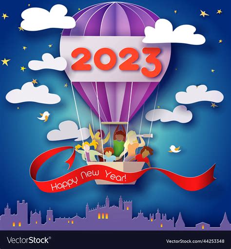 2023 new year design greeting card with kids Vector Image