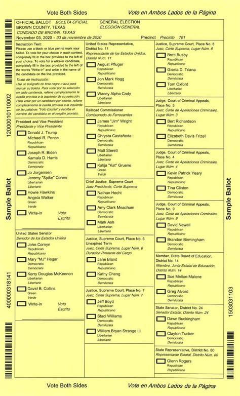 Sample ballots for Nov. 3 general election | Brownwood News