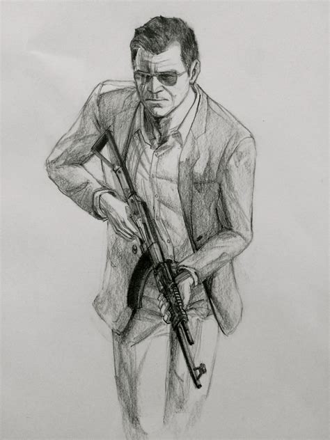 michael gta5 graphite 7.5" x 10" | Dibujos, Grand thef auto v, Ilustración de samurai