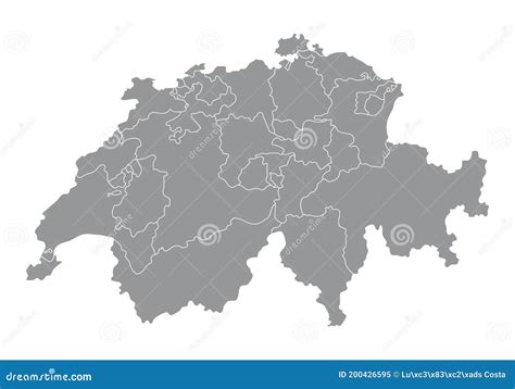 Switzerland - Map Of Cantons Cartoon Vector | CartoonDealer.com #201915895