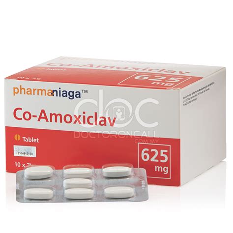 Buy Pharmaniaga Co-Amoxiclav 625mg Tablet 7s (strip)- Uses, Dosage ...