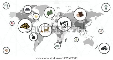 Vector Illustration World Map Natural Resources Stock Vector (Royalty ...