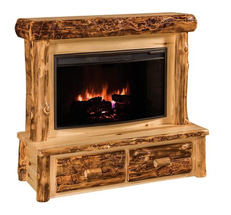 Rustic Log Electric Fireplace from DutchCrafters Amish Furniture