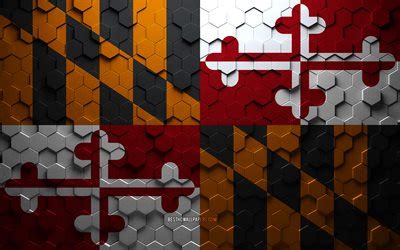 Download wallpapers Flag of Maryland, honeycomb art, Maryland hexagons flag, Maryland, 3d ...