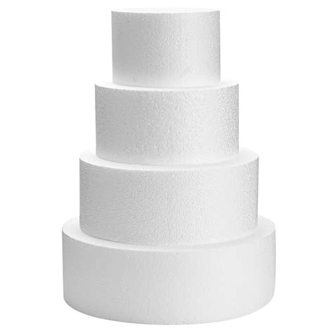 Buy Set of 4 Round Foam Cake Dummies in Varying Sizes for 16" Tall Fake Wedding Cake (6, 8, 10 ...