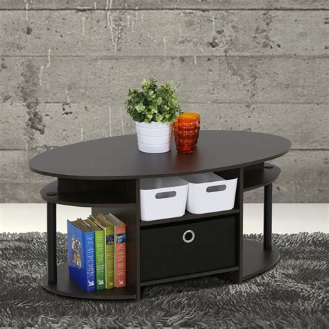 Furinno JAYA Walnut and Black Built-In Storage Coffee Table-15079WNBK - The Home Depot