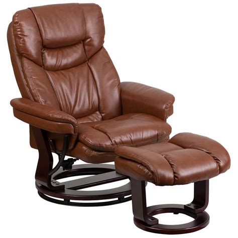 Flash Furniture Contemporary Brown Vintage Leather Recliner and Ottoman ...