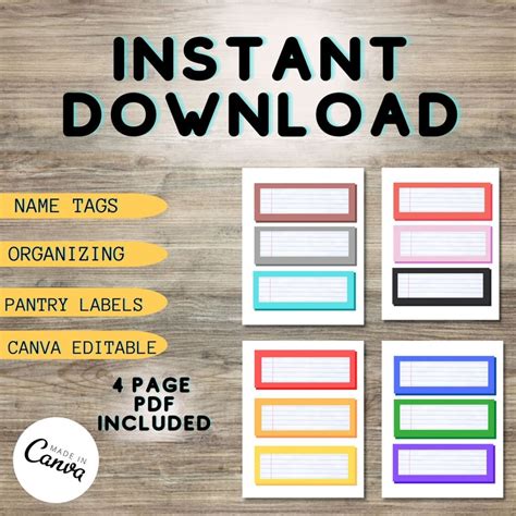 12 Bright Colorful Lined Labels Canva Template Printable PDF File ...