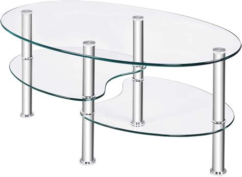 Tempered Glass Table Living Room Home Coffee Tea Table Furniture with Shelves | eBay