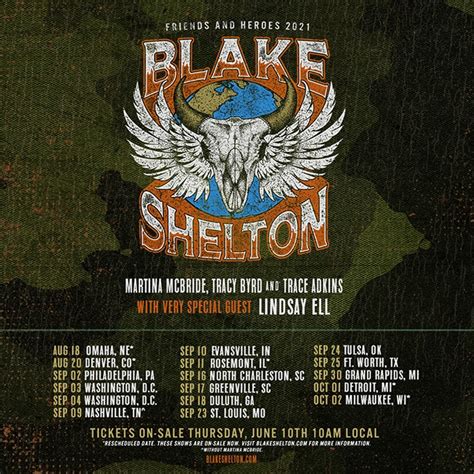 Blake Shelton To Headline FRIENDS AND HEROES TOUR 2021 - Think Country