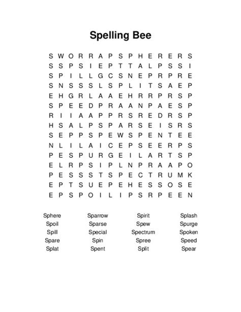 Spelling Bee Word Search