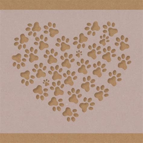 Paw Print Heart Reusable Stencil Crafting Wall Art A6 A3 - Etsy