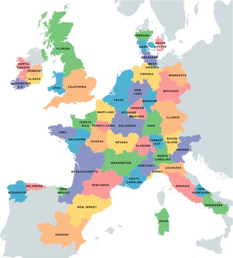 US States Overlaid On Areas of Europe With Equal Population – MoverDB.com