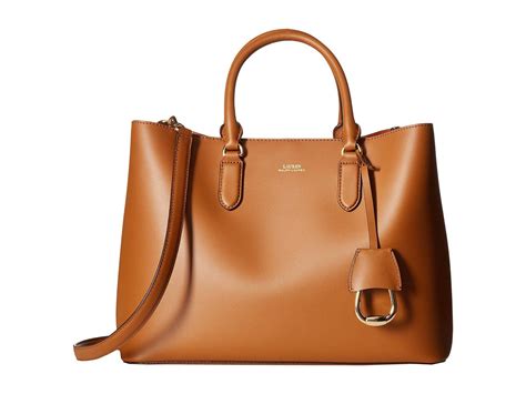 Lauren by Ralph Lauren Dryden Marcy Satchel Large (field Brown/orange) Satchel Handbags in Brown ...