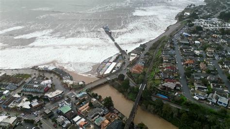 Drone video: Capitola floods as high tides crash into coast, decimates ...