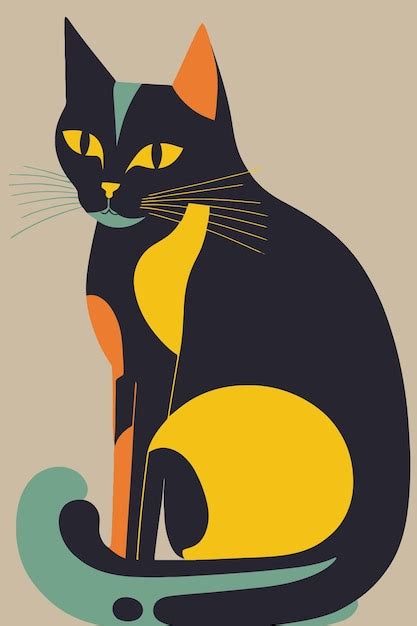 Premium Vector | Cat in Matisse style abstract illustration for wall ...