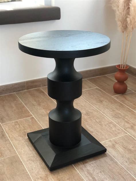 Black Wooden Round Coffee Table Side Table American 茶几 角几, 傢俬＆家居, 傢俬 ...
