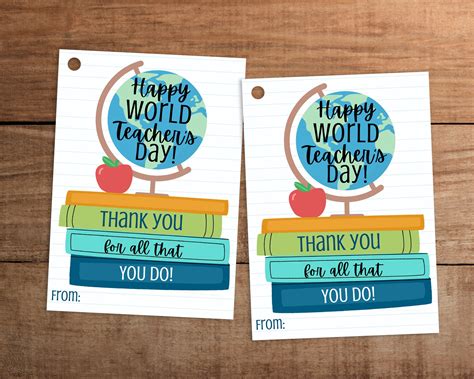 World Teacher's Day Gift Tag Appreciation Printable - Etsy