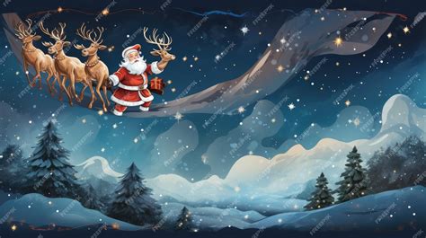 Premium AI Image | a whimsical scene with Santa Claus and his reindeer ...