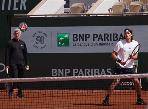 Stefanos Tsitsipas training with his father and coach Apostolos at the French Open - Tennis ...