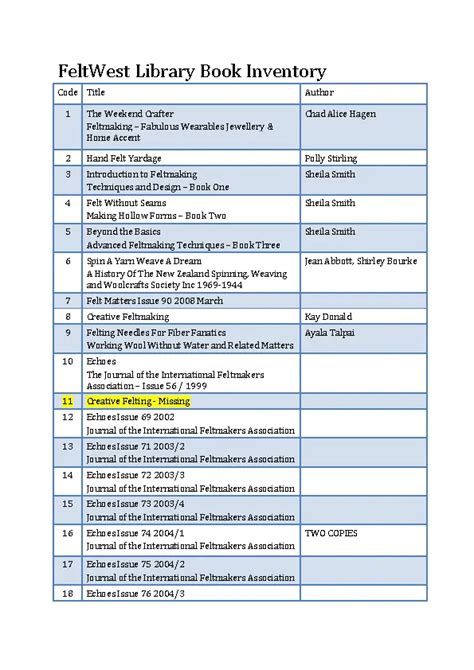 Library Book Inventory Template - PDFSimpli