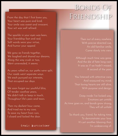 Bonds Of Friendship-Craig Burkholder | Friendship Poems