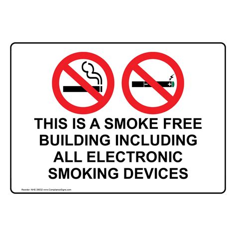 This Is A Smoke Free Building With Symbol Sign NHE-25186 Smoking Area