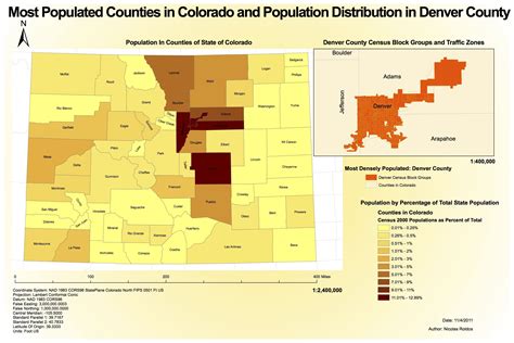 the map shows most populated countries in colorado and population ...