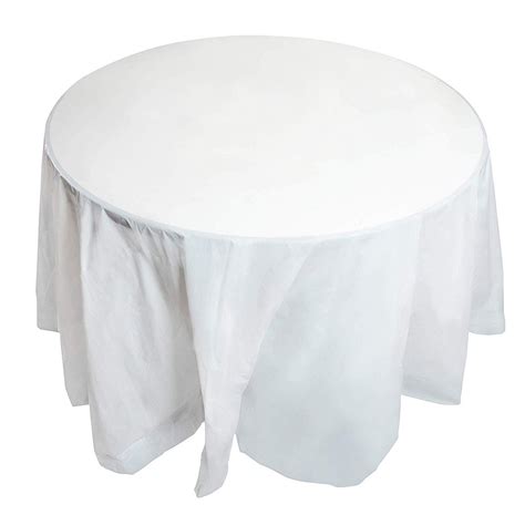 12-Pack White Plastic Tablecloth, Round 84-Inch Disposable Birthday ...